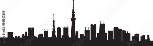 Tokyo Japan City Skyline Silhouette Vector. design Vector black silhouette