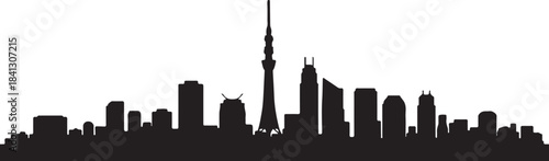 Tokyo Japan City Skyline Silhouette Vector. design Vector black silhouette
