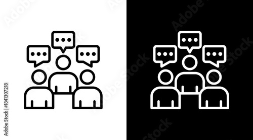 Team Communication With Icon Set Design