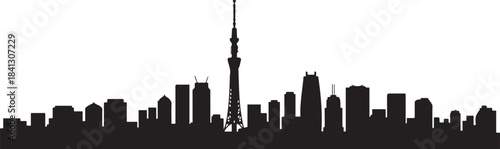 Tokyo Japan City Skyline Silhouette Vector. design Vector black silhouette