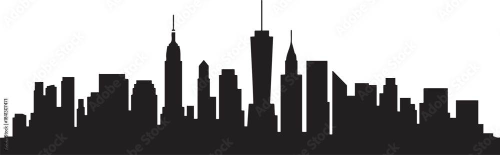 Obraz premium Silhouette of New York City skyline. design Vector black silhouette