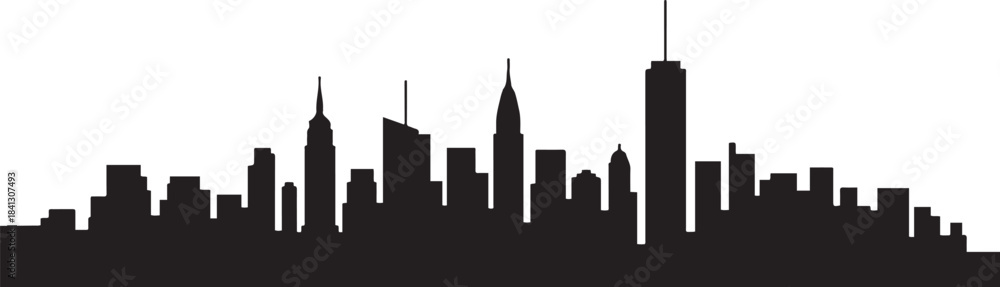 Fototapeta premium Silhouette of New York City skyline. design Vector black silhouette