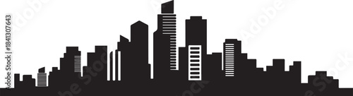 Stacked City Skyline Business. design Vector black silhouette