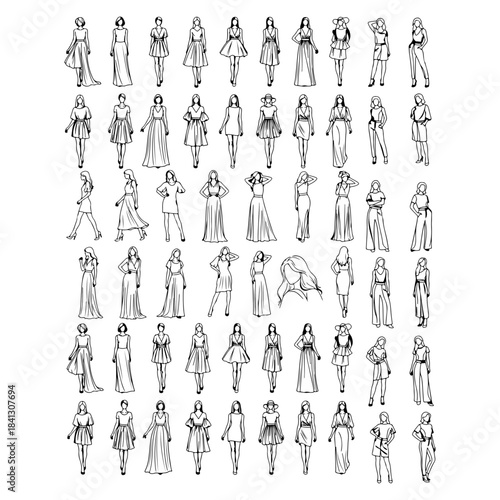 different collection of women dress silhouette pack