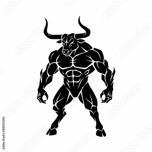 Muscular Bull Minotaur Creature Standing Strong and Powerful.