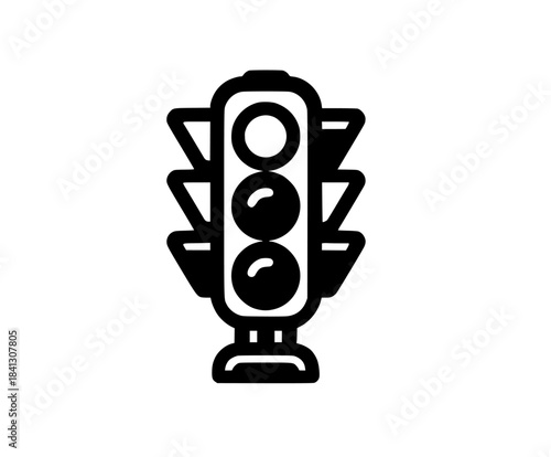 black white traffic light flat vector icon | Clean, isolated vector art for creative projects.
