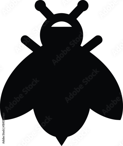 bee icon Black silhouette vector illustration on transparent background