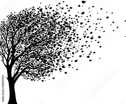Whispers Autumn: Tree Mourning | Clean, isolated vector art for creative projects.