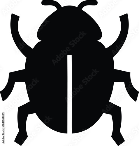 beetle icon Black silhouette vector illustration on transparent background