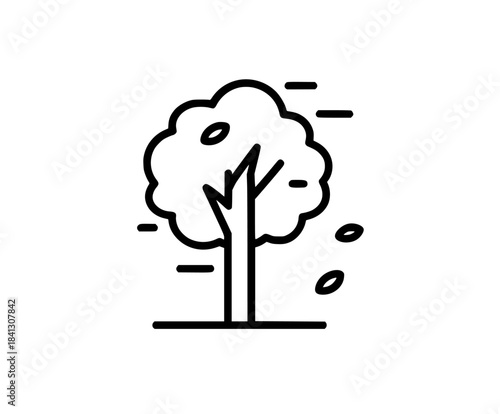 B&W Tranquility: Solitary Tree Autumn | Clean, isolated vector art for creative projects.