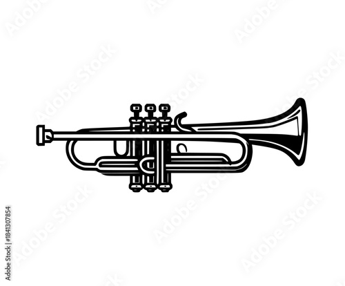 Elegant Black White Trumpet Icon | Clean, isolated vector art for creative projects.
