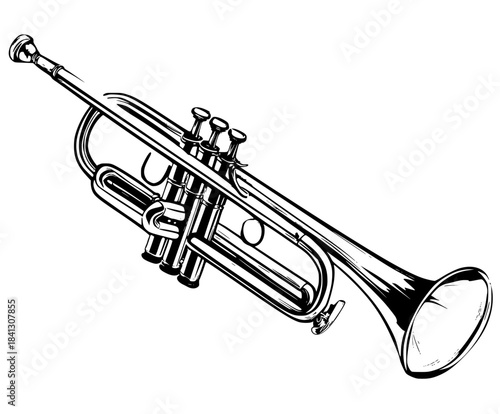 Elegant, vintage brass band instrument | Clean, isolated vector art for creative projects.
