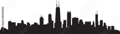 Chicago skyline silhouette. design Vector black silhouette
