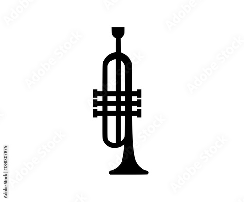 Melodies Jazz: Monochrome Trumpet Icon | Clean, isolated vector art for creative projects.