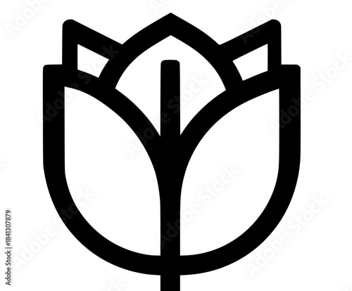 Elegant Black White Flower Icon: Timeless Symbol Beauty Serenity | Clean, isolated vector art for creative projects.