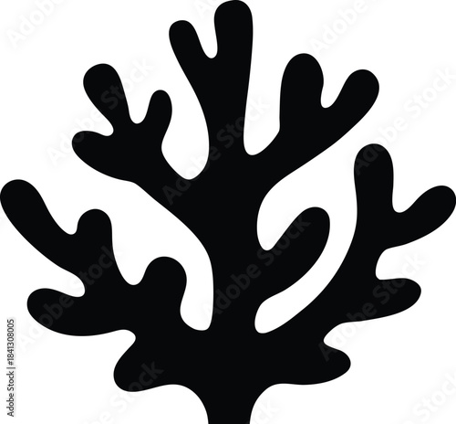 coral icon Black silhouette vector illustration on transparent background