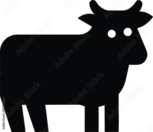 cow icon Black silhouette vector illustration on transparent background