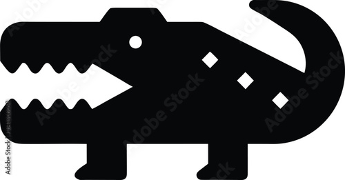 crocodile icon Black silhouette vector illustration on transparent background