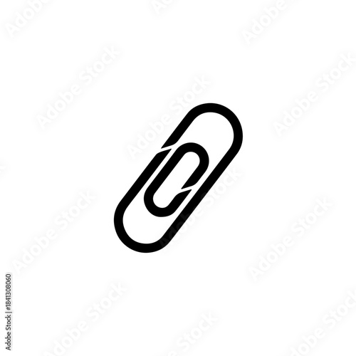 Black paperclip icon, a universal symbol for attachment, linking, and document organization, perfect for office and digital design isolated on transparent background