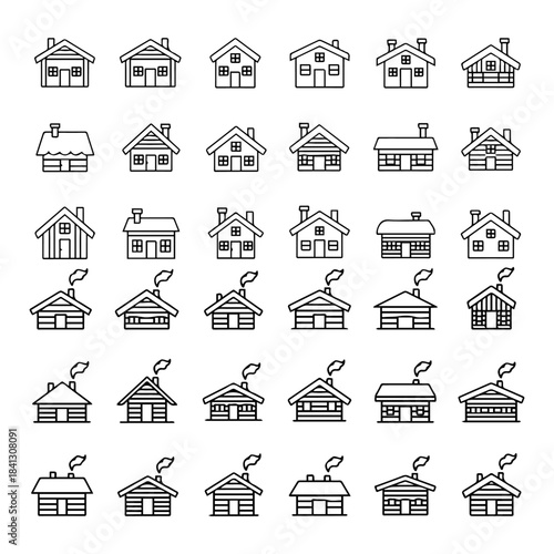 small winter house silhouette pack