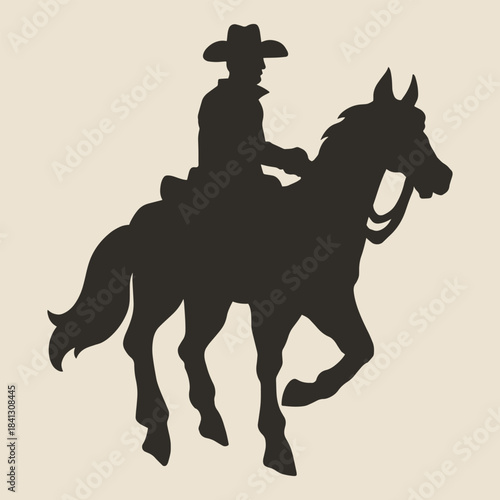 Silhouetted cowboy on horse