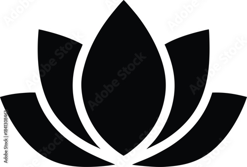 lotus icon Black silhouette vector illustration on transparent background