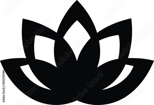lotus icon Black silhouette vector illustration on transparent background
