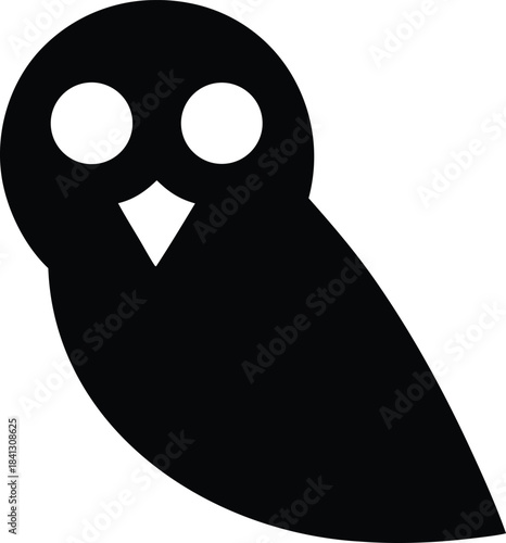 owl icon Black silhouette vector illustration on transparent background