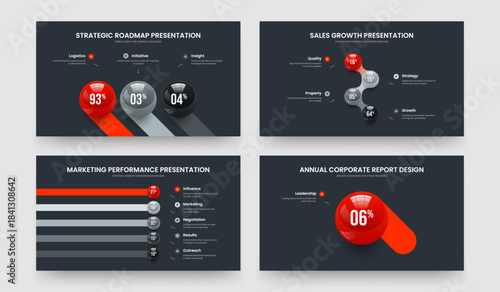Professional Briefing 3 4 5 1 Step Chart Presentation Layout Set. Digital Campaign Three Four Five One Element Infographic Slide Design Vector Illustration Collection.