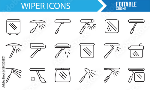 Minimalist surface cleaning and wiper tool graphics for service-based artwork