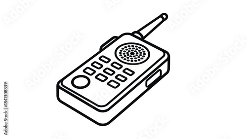 A black and white line drawing of a simple mobile phone with antennae on a, Generative AI