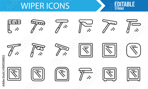 Professional outline icons representing window care and cleaning actions