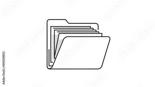 A simple line drawing of a stack of file folders on a, Generative AI