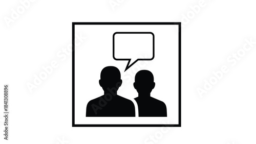 Black silhouette of two people talking to each other in a speech bubble on a, Generative AI
