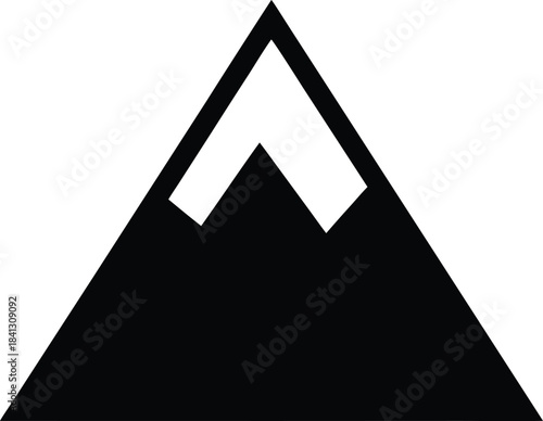 snow mountain peak icon Black silhouette vector illustration on transparent background
