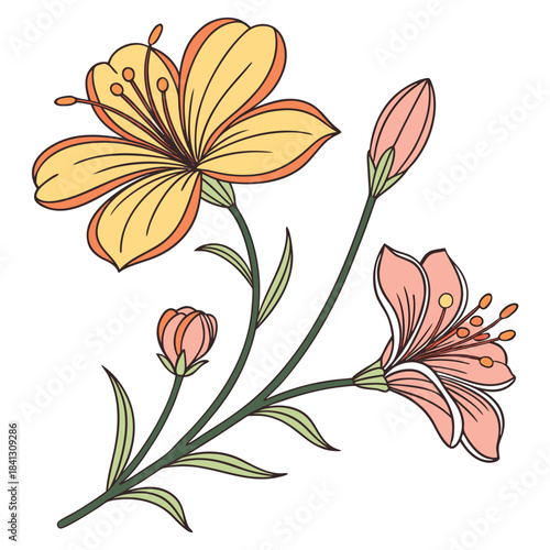 Coreopsis Bloom Stem in Warm Tones