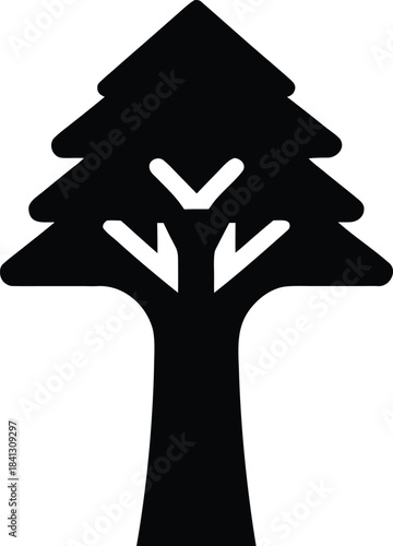 tree icon Black silhouette vector illustration on transparent background