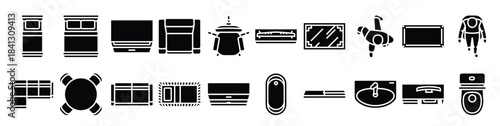floor plan interior furniture icons set vector