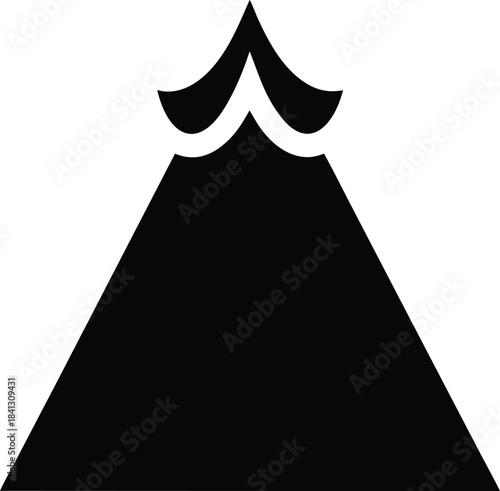 volcano icon Black silhouette vector illustration on transparent background