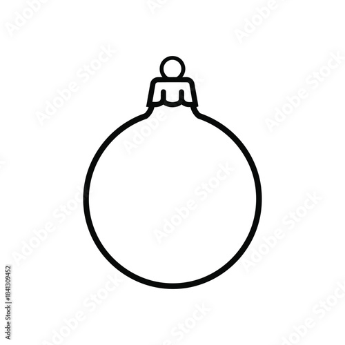 Black line drawing of a christmas ornament on a