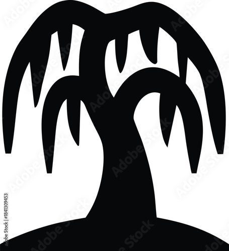 willow tree icon Black silhouette vector illustration on transparent background