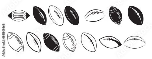 football icon vector set american football ball 