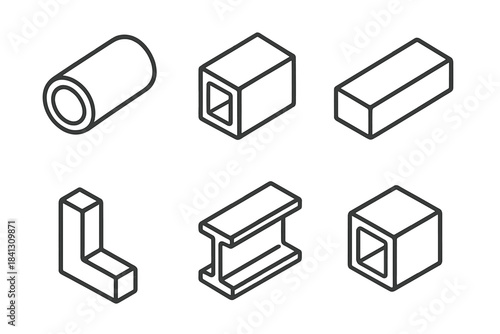 Isometric structural metal profiles beams pipes and tubes for construction projects
