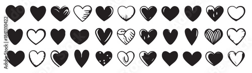 hand drawn heart hearts love valentines day doodle scribble