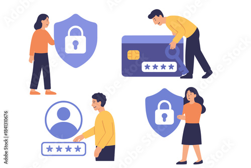 Digital security concepts covering user authentication, data privacy, and financial protection