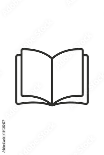 Minimalist open book representing reading, education, knowledge, and literature