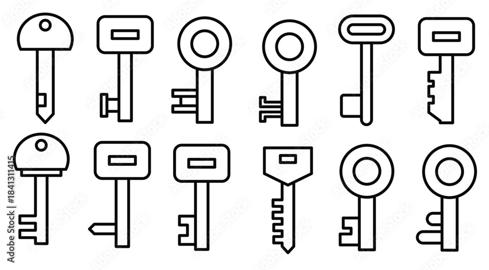 Fototapeta premium house key icons set line illustration 