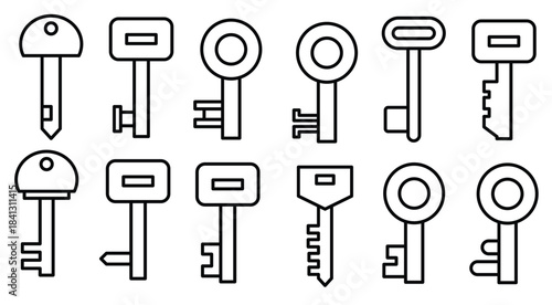 house key icons set line illustration 