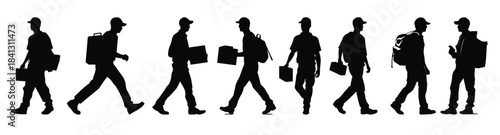 courier service silhouette vector bundle delivery man 