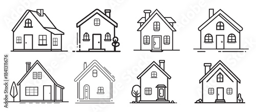 house outline vector drawing set home graphic bundle house